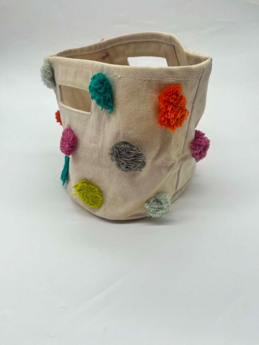 Pehr Pom Pom Bin basket cotton canvas Mini Multicolor Rainbow Color. VGUC